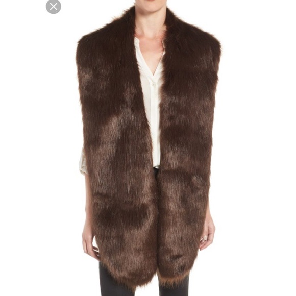 Badgley Mischka Faux Mink Stole Shawl NWT Brown  - Picture 7 of 8